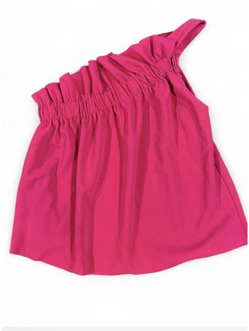 Zara Women Sz Small Fuchsia Pink One Shoulder Top Top Ruffle Sz Small